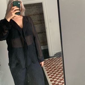Sheer Black Babaton Blouse Size L